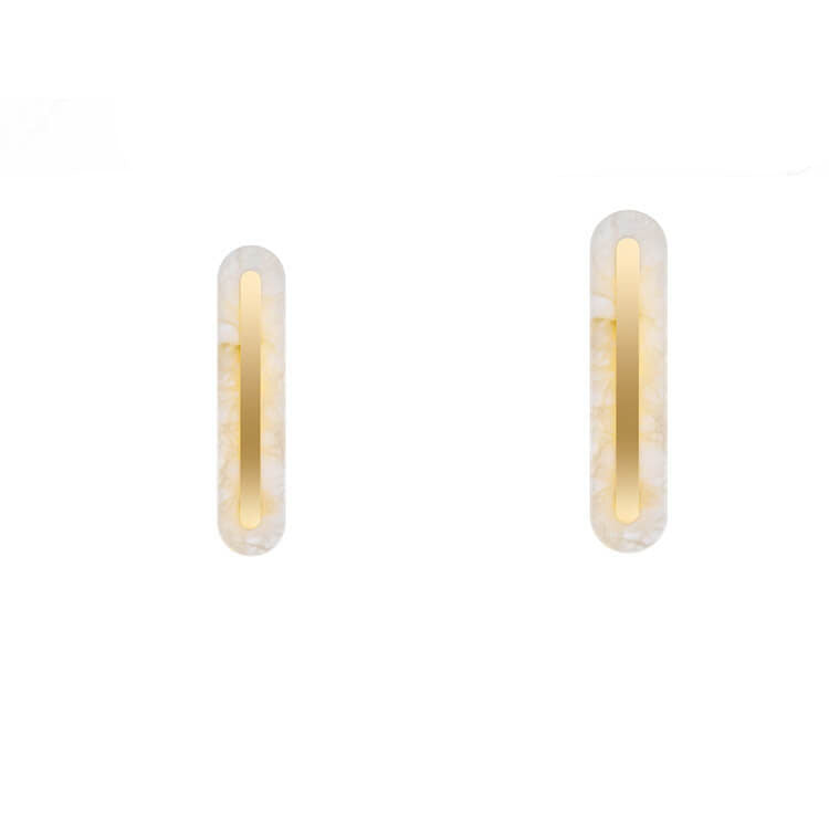 Light Luxury Brass Marble LED Wall Sconce - Oval Square Design