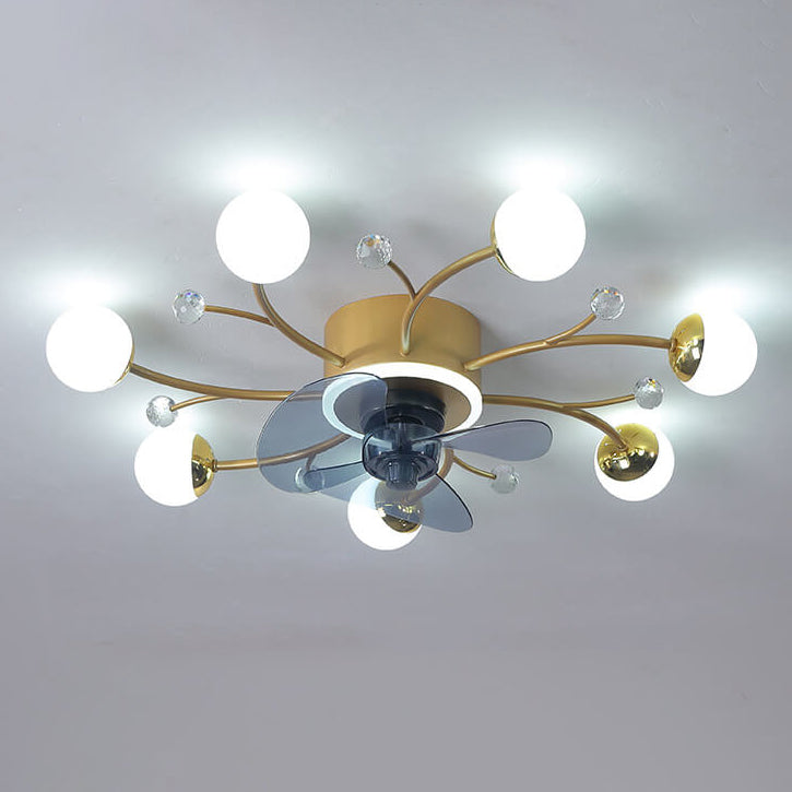Nordic Light Luxury 5/7-Light LED Flush Mount Ceiling Fan