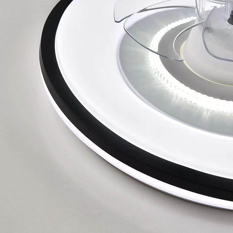 Modern Minimalist Round LED Flush Mount Ceiling Fan Light for Living Room
