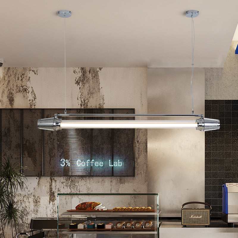 Contemporary Industrial LED Island Chandelier - Strip Aluminum & Acrylic Design for Dining Room
