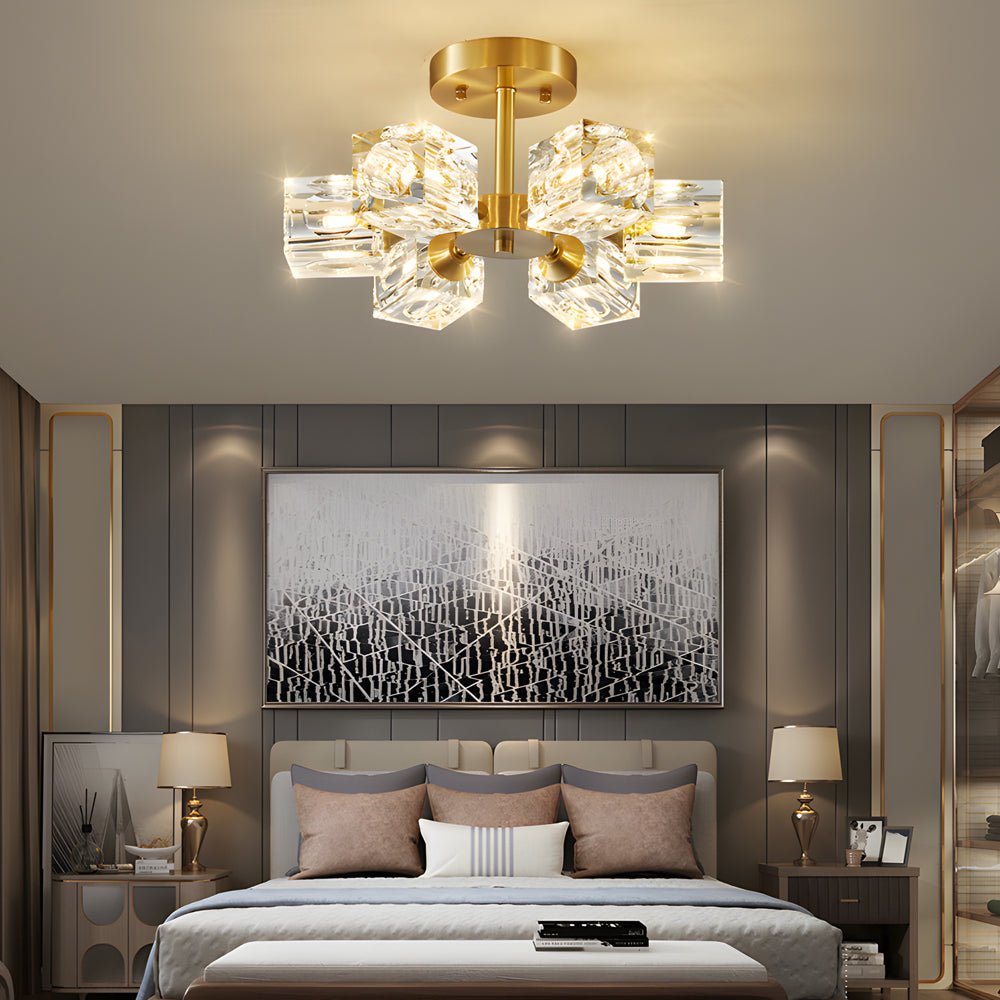 180° Adjustable Crystal Ceiling Light Fixture - 3/4/5/6-Light Options