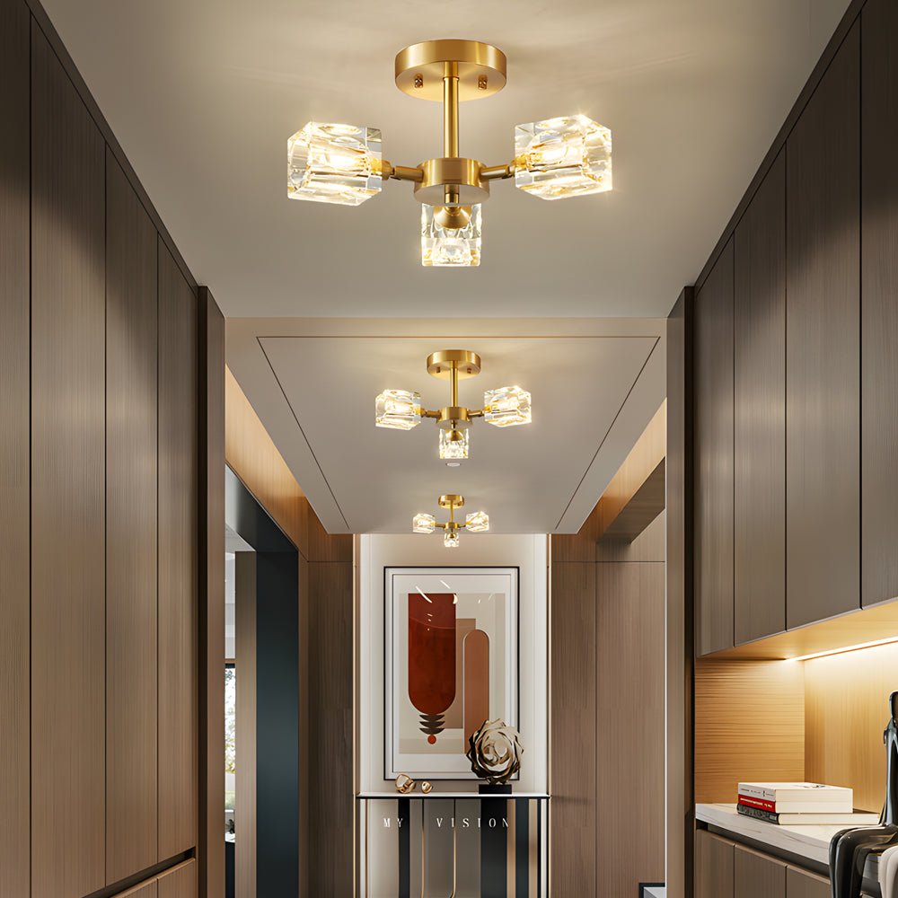 180° Adjustable Crystal Ceiling Light Fixture - 3/4/5/6-Light Options