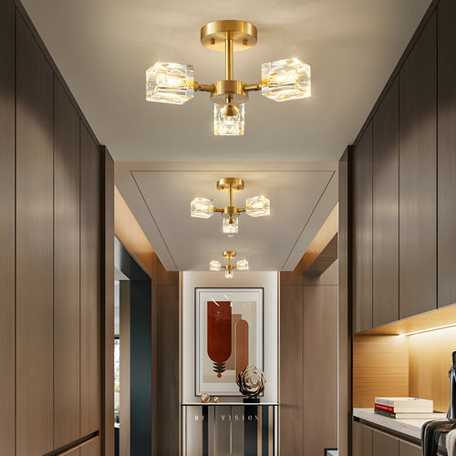 180° Adjustable Crystal Ceiling Light Fixture - 3/4/5/6-Light Options