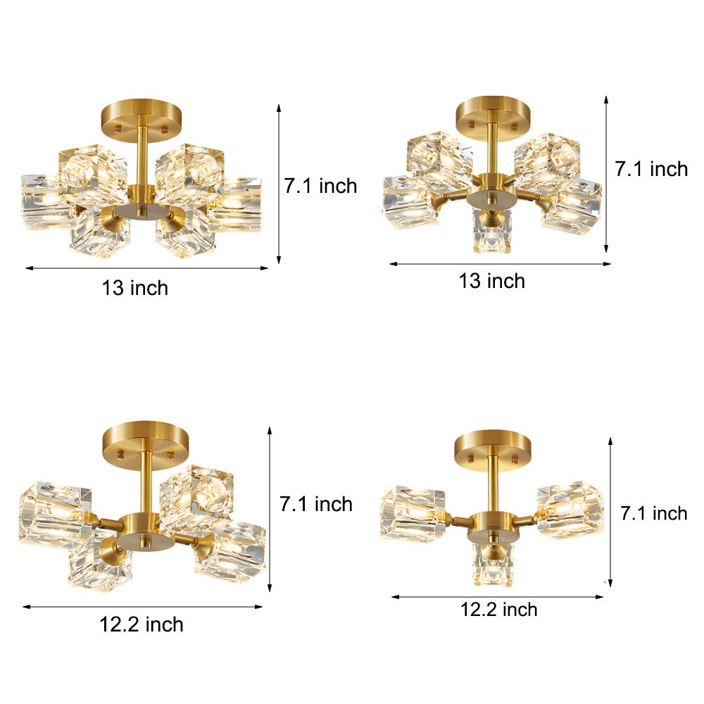 180° Adjustable Crystal Ceiling Light Fixture - 3/4/5/6-Light Options