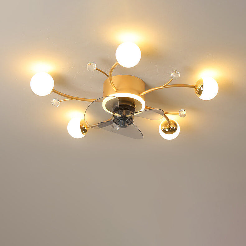 Nordic Light Luxury 5/7-Light LED Flush Mount Ceiling Fan