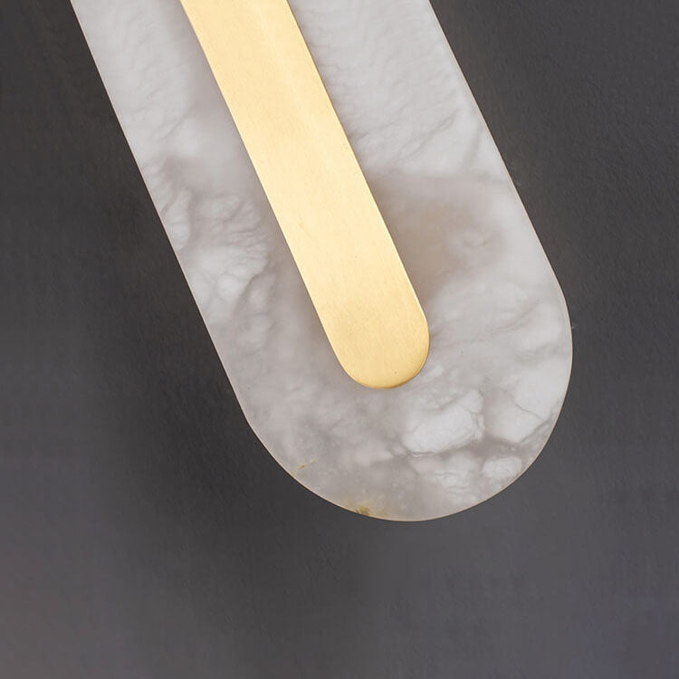 Light Luxury Brass Marble LED Wall Sconce - Oval Square Design