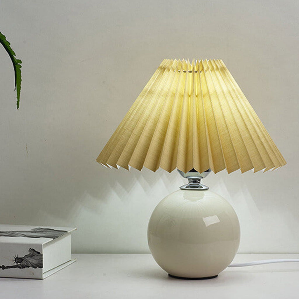 Nordic Minimalist Ceramic Pleated Table Lamp - 1-Light Modern Design, Elegant Home Lighting, Scandinavian Style