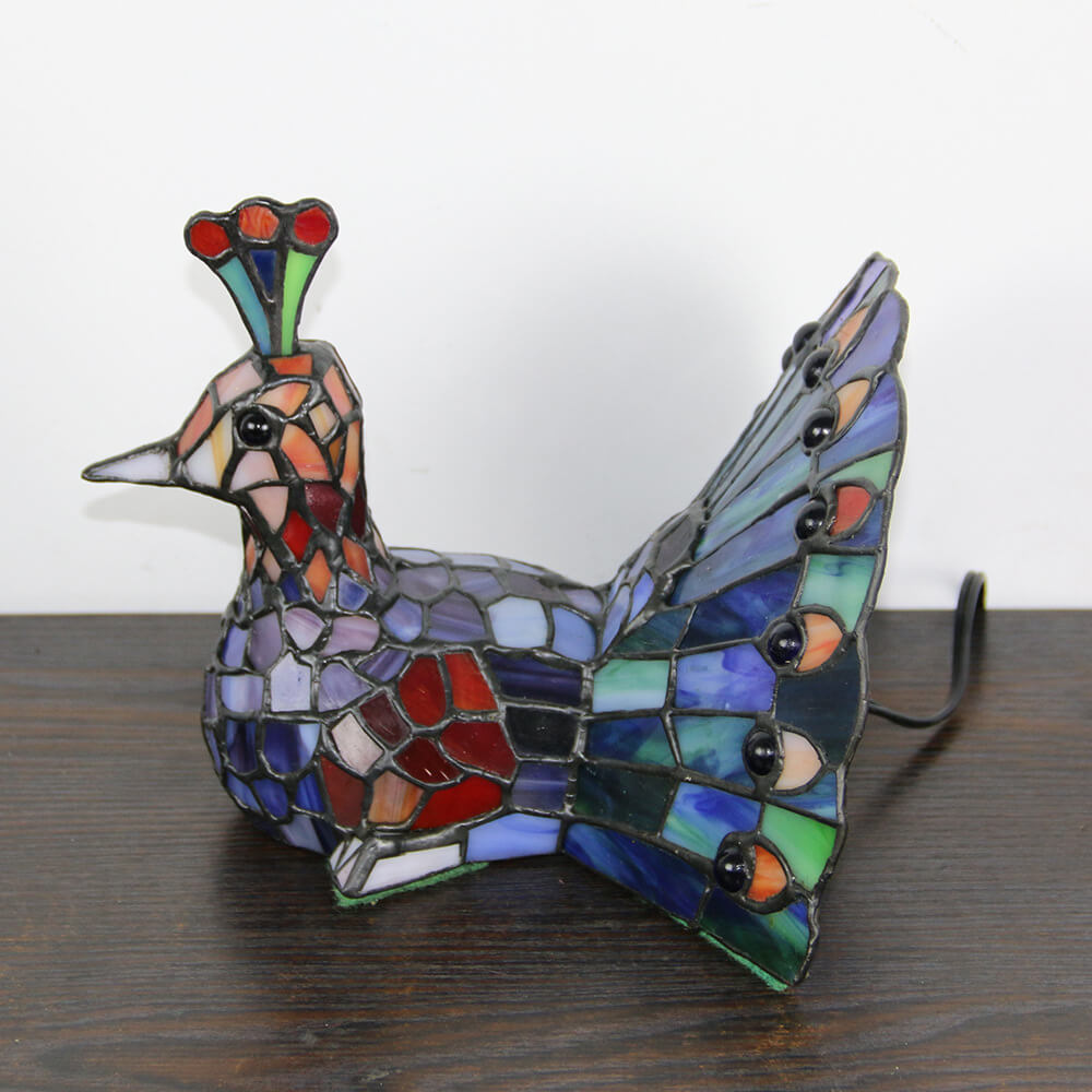 Tiffany Style Stained Glass Animal Table Lamp - Decorative 1-Light Illumination