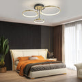 3/5/6 Rings Dimmable Gold Modern Ceiling Light with Leather Accent
