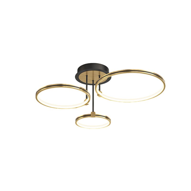 3/5/6 Rings Dimmable Gold Modern Ceiling Light with Leather Accent