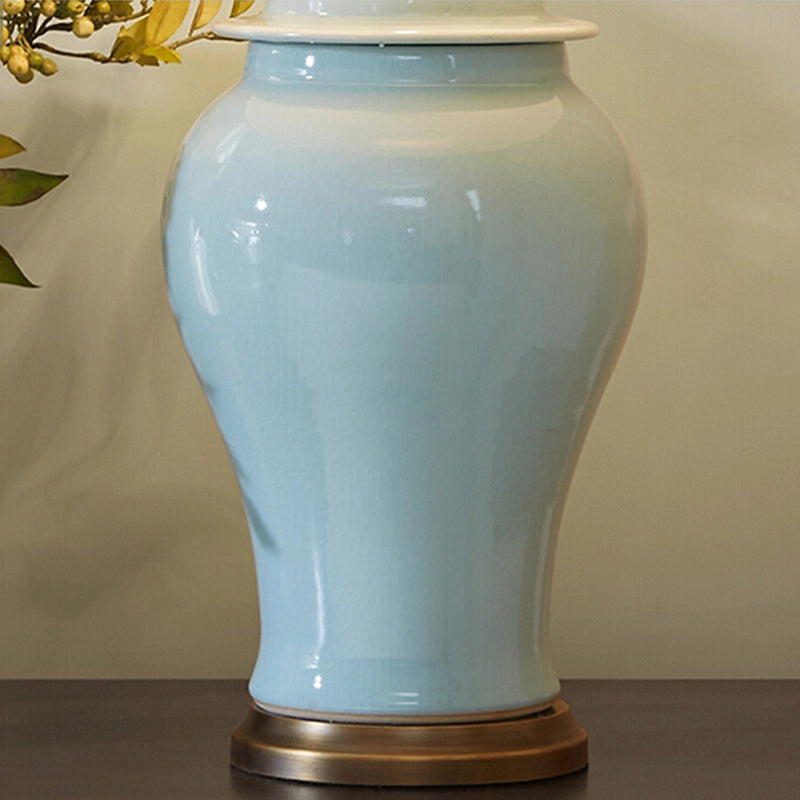 Rustic Ceramic Conic Vase Table Lamp 1-Light for Study