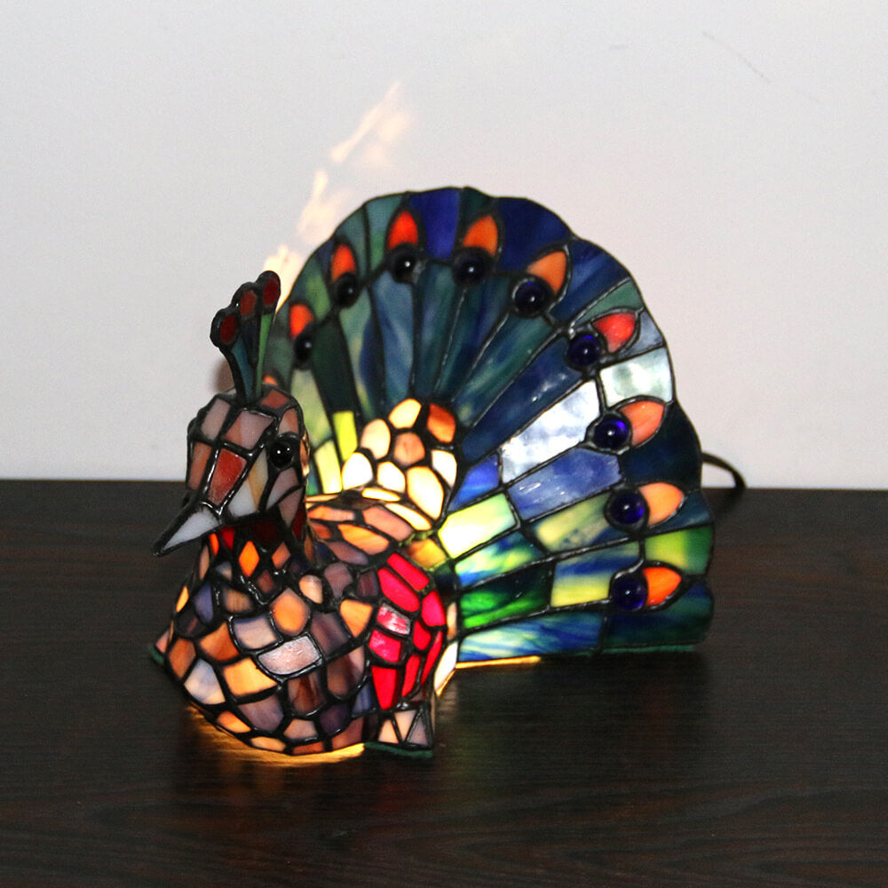 Tiffany Style Stained Glass Animal Table Lamp - Decorative 1-Light Illumination