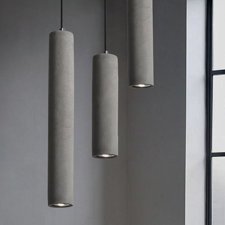 Contemporary Industrial Cement Pendant Light - 1-Light Fixture for Living Room