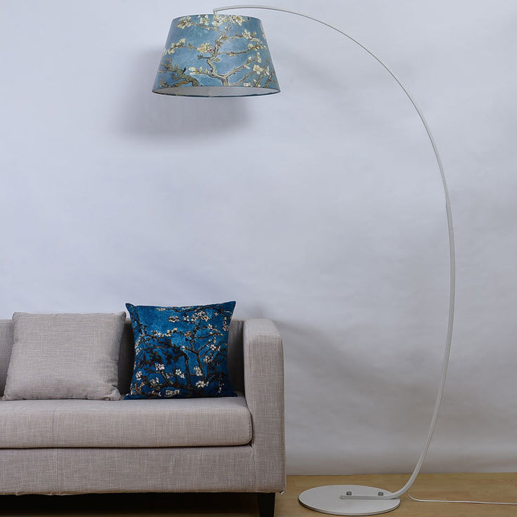 Modern Light Luxury Wrought Iron Curved Cylinder Floor Lamp - 1-Light Stand