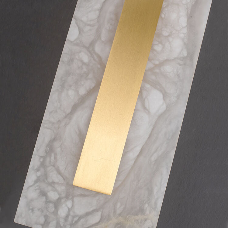 Light Luxury Brass Marble LED Wall Sconce - Oval Square Design