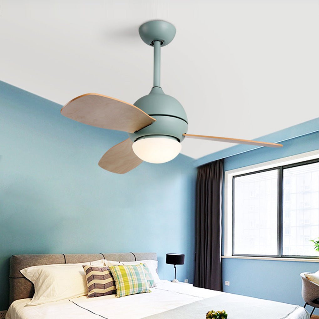 Wooden Blade Ceiling Fan with LED Light - Stylish Atmosphere Lighting