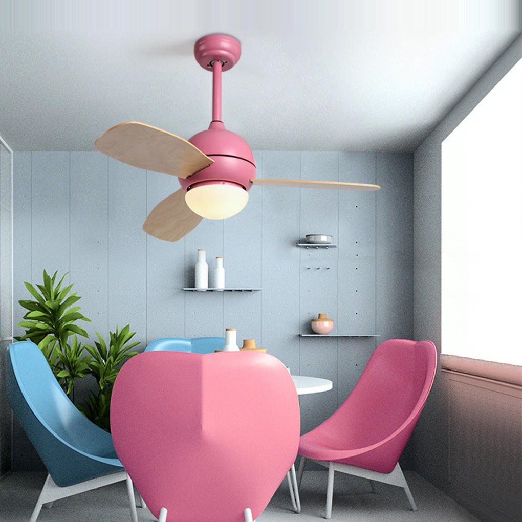 Wooden Blade Ceiling Fan with LED Light - Stylish Atmosphere Lighting