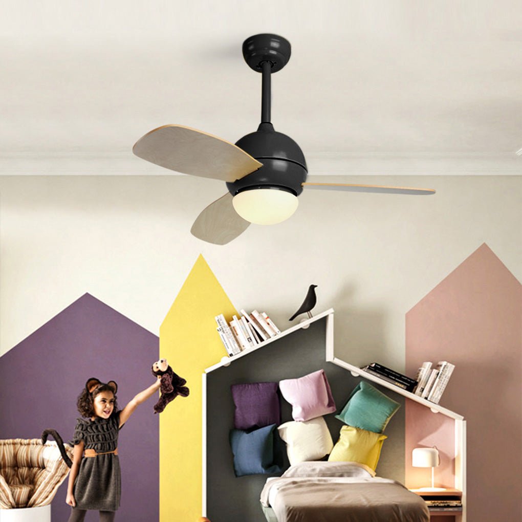 Wooden Blade Ceiling Fan with LED Light - Stylish Atmosphere Lighting
