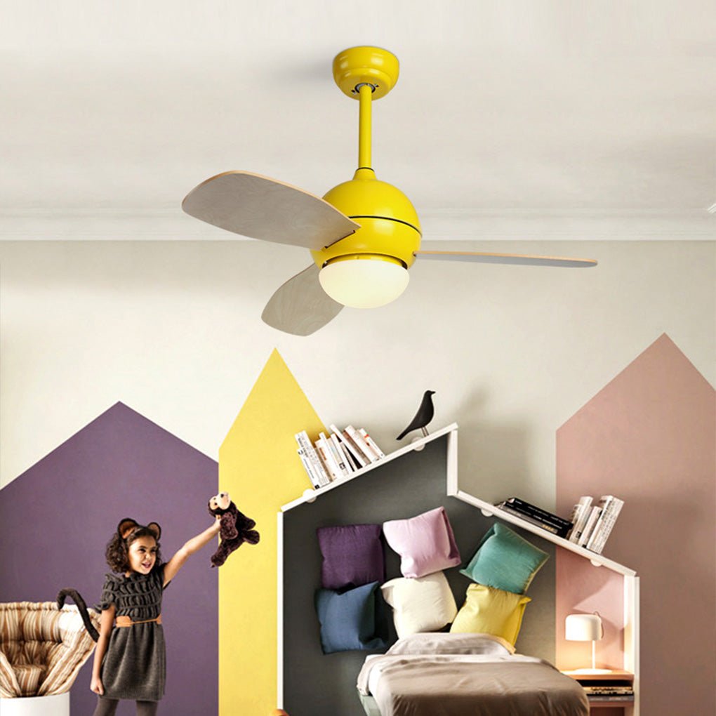 Wooden Blade Ceiling Fan with LED Light - Stylish Atmosphere Lighting