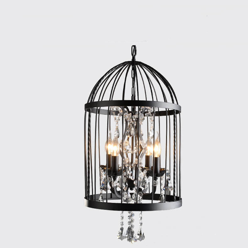Retro Wrought Iron Bird Cage Chandelier - 4/8 Light Hanging Fixture