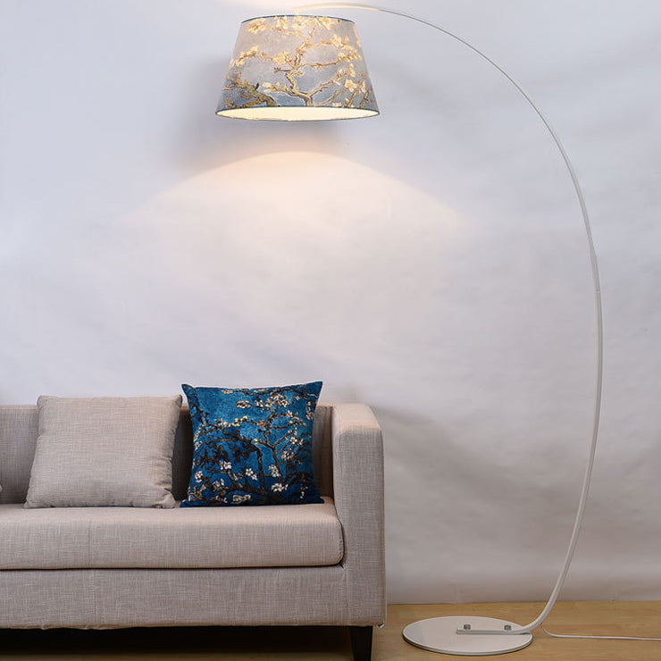 Modern Light Luxury Wrought Iron Curved Cylinder Floor Lamp - 1-Light Stand