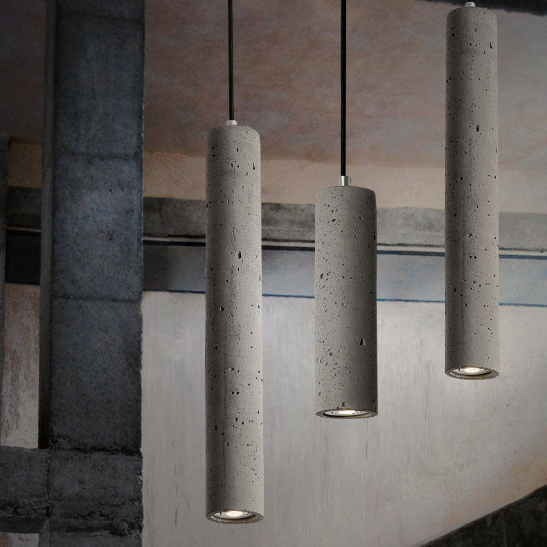 Contemporary Industrial Cement Pendant Light - 1-Light Fixture for Living Room