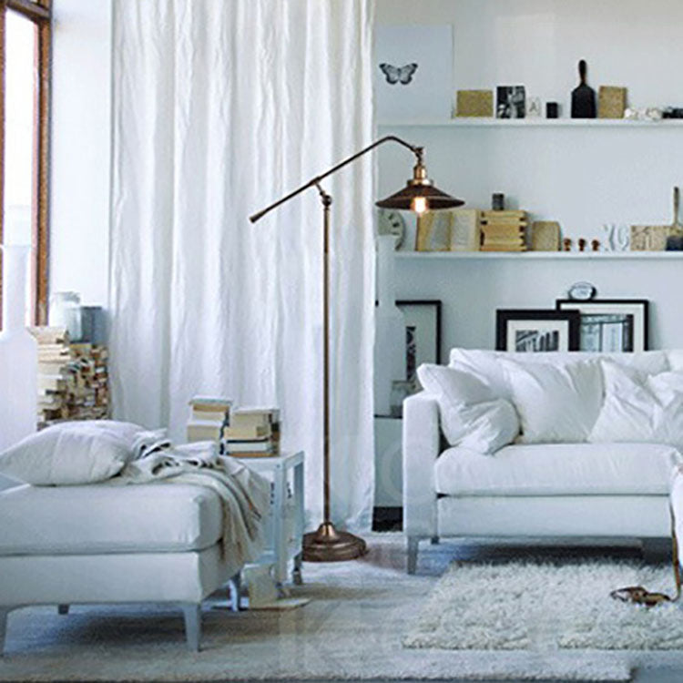 Contemporary Industrial Iron Floor Lamp - Long Arm 1-Light for Bedroom
