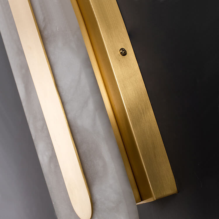Light Luxury Brass Marble LED Wall Sconce - Oval Square Design