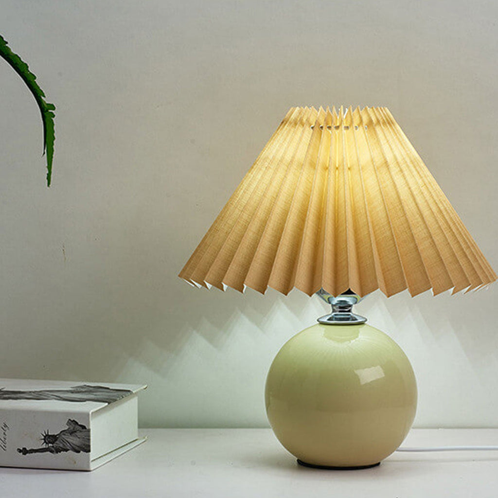 Nordic Minimalist Ceramic Pleated Table Lamp - 1-Light Design, Modern Home Decor, Scandinavian Style Lighting