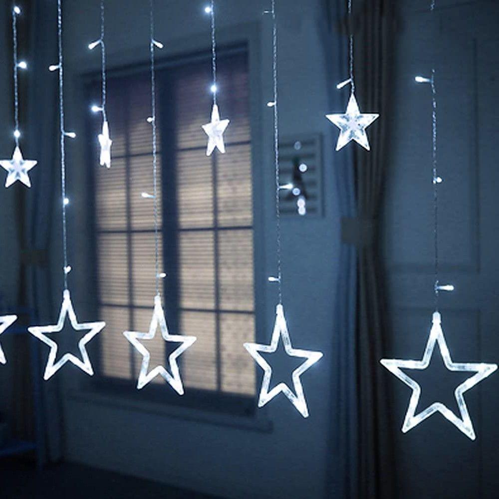 8.2 ft LED Star Curtain Lights - 216 Bulbs Fairy Lights for Christmas & Weddings