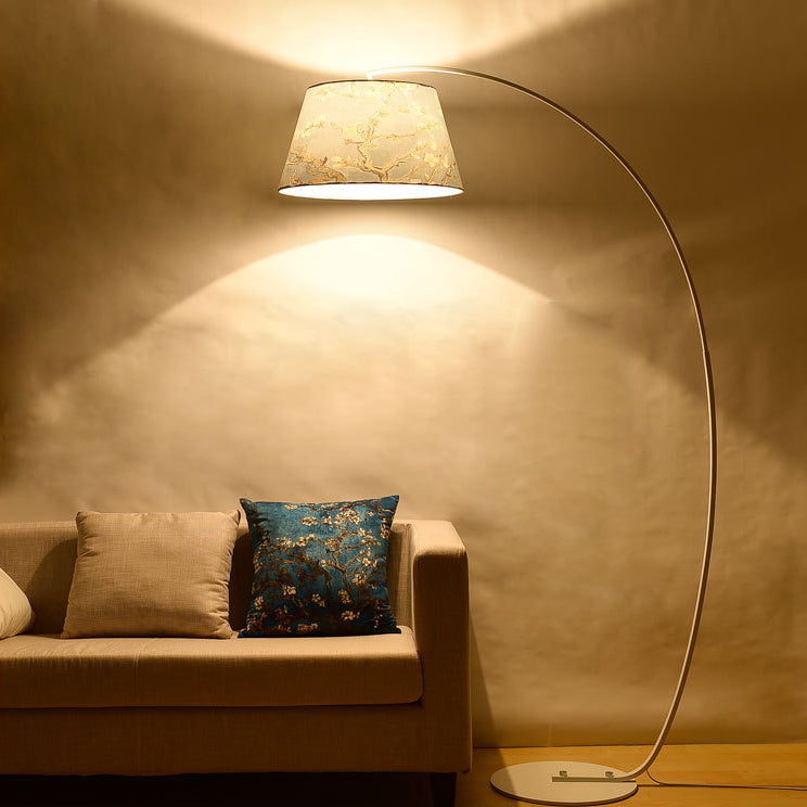 Modern Light Luxury Wrought Iron Curved Cylinder Floor Lamp - 1-Light Stand