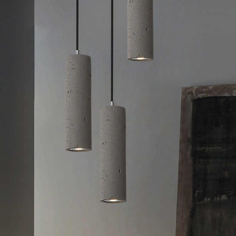 Contemporary Industrial Cement Pendant Light - 1-Light Fixture for Living Room