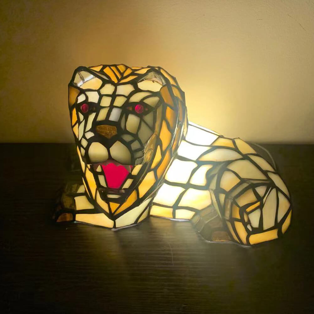 Tiffany Creative Animal Stained Glass 1-Light Decorative Table Lamp, Unique Art Nouveau Style, Vintage Tiffany Lamp, Handmade Stained Glass Lighting, Decorative Home Accent, Artistic Table Lamp for Living Room, Bedroom, Office, Kids Room, Gift Idea for An