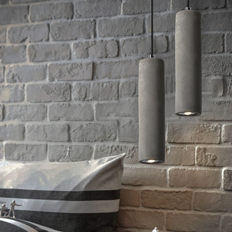 Contemporary Industrial Cement Pendant Light - 1-Light Fixture for Living Room