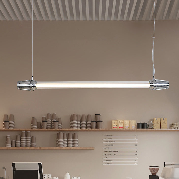 Contemporary Industrial LED Island Chandelier - Strip Aluminum & Acrylic Design for Dining Room