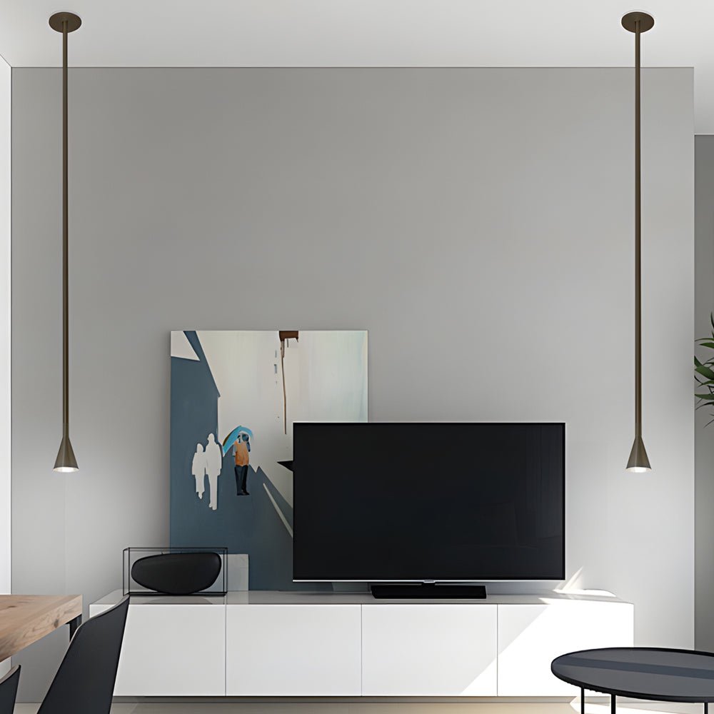 Modern Vertical Metallic Tube Cone Pendant Light 39.37''