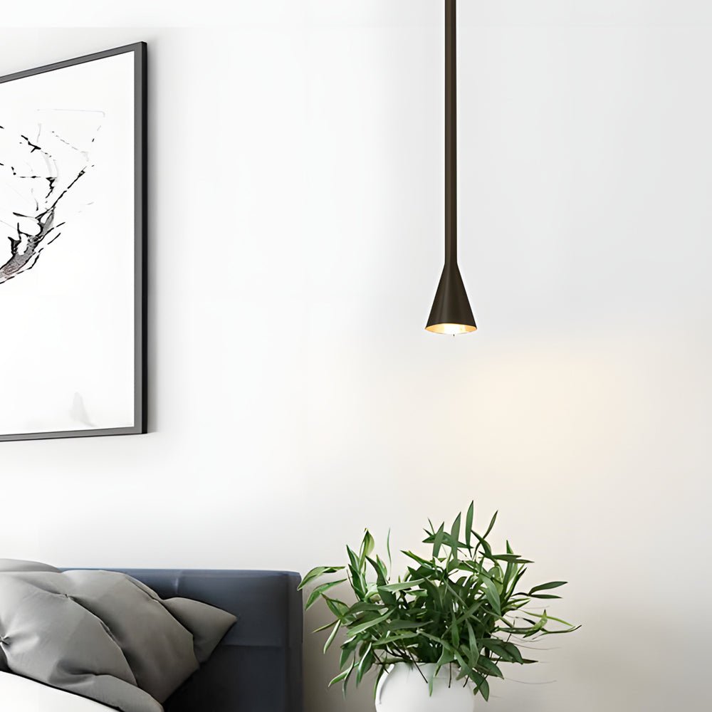 Modern Vertical Metallic Tube Cone Pendant Light 39.37''