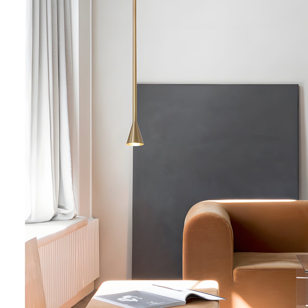 Modern Vertical Metallic Tube Cone Pendant Light 39.37''