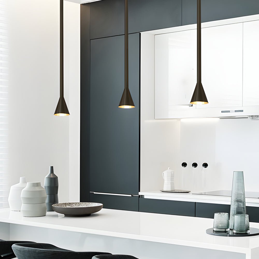 Modern Vertical Metallic Tube Cone Pendant Light 39.37''