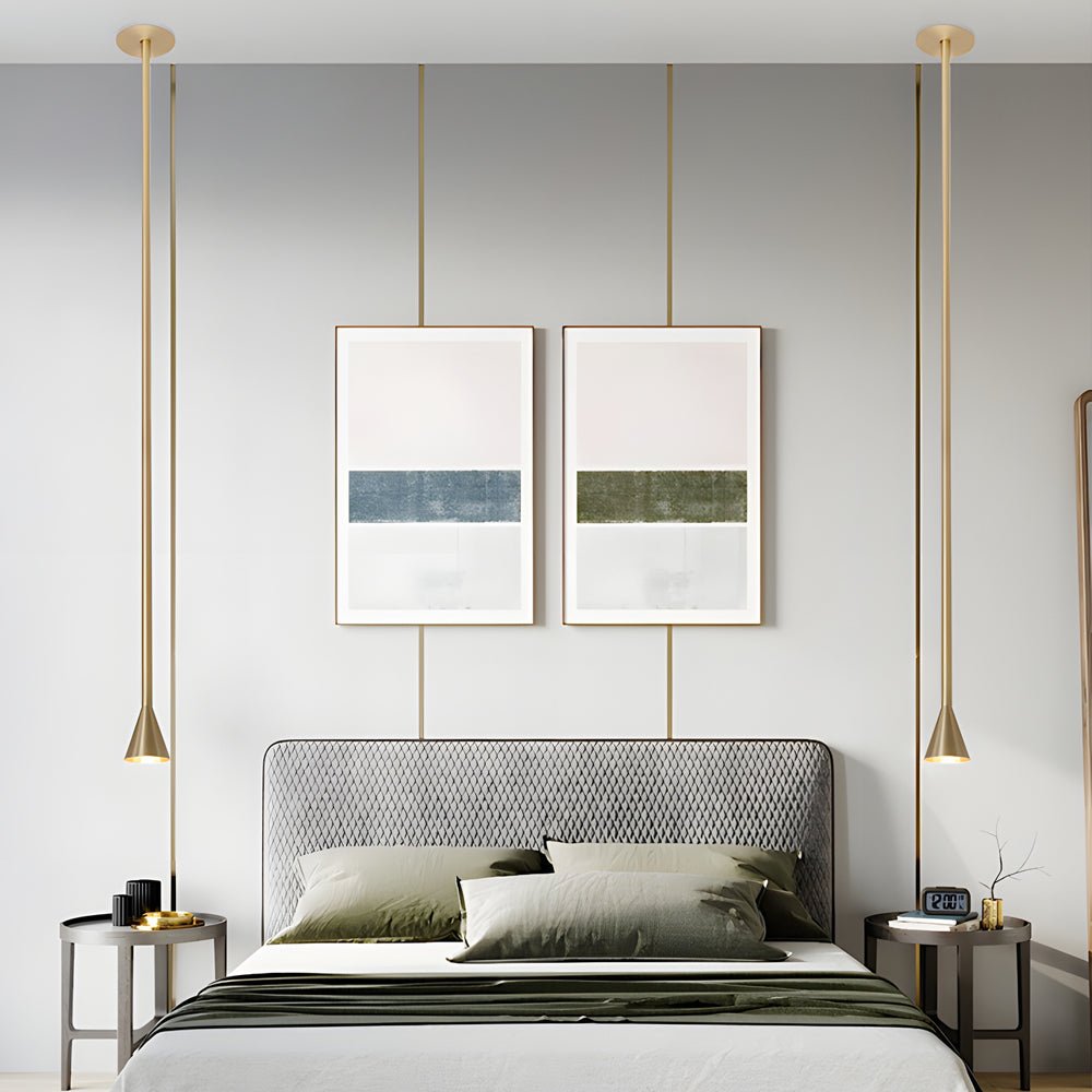 Modern Vertical Metallic Tube Cone Pendant Light 39.37''