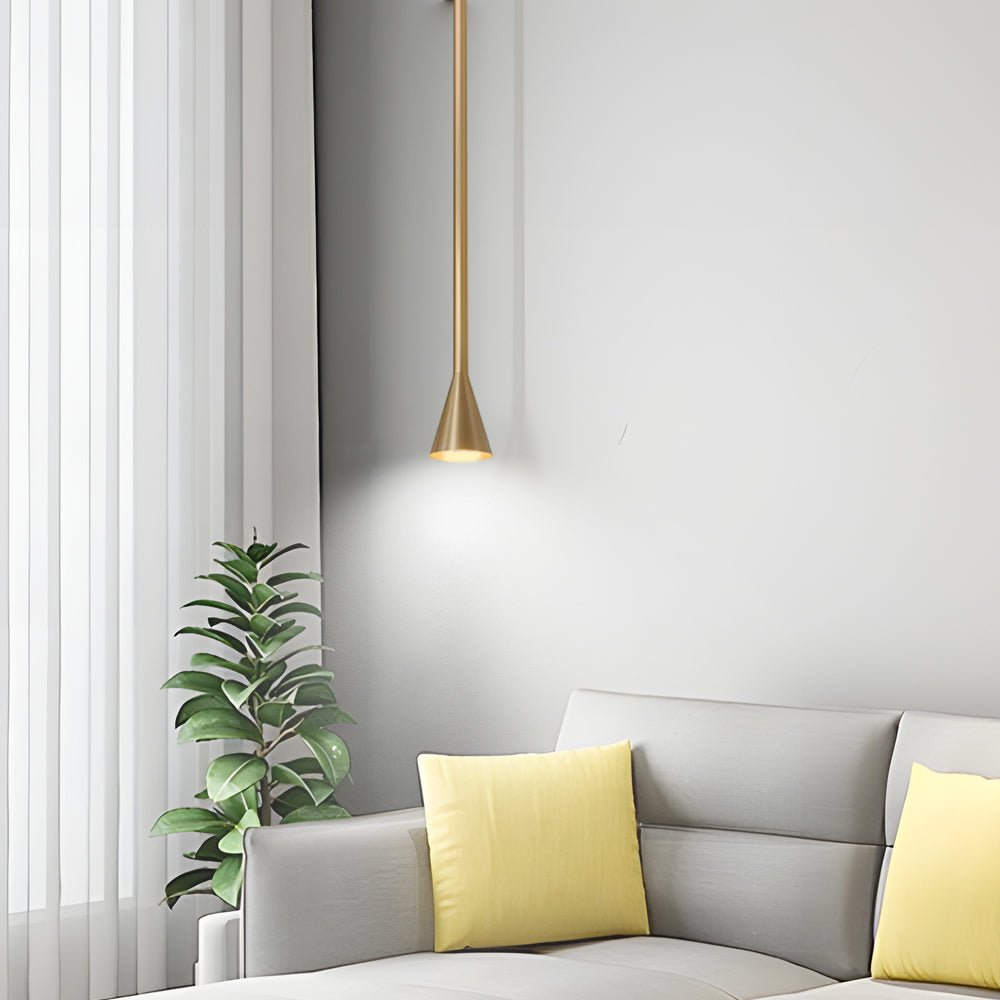 Modern Vertical Metallic Tube Cone Pendant Light 39.37''