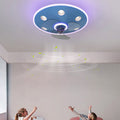 Modern Cartoon UFO Ceiling Fan Light - Round Iron Acrylic LED Flush Mount for Kids