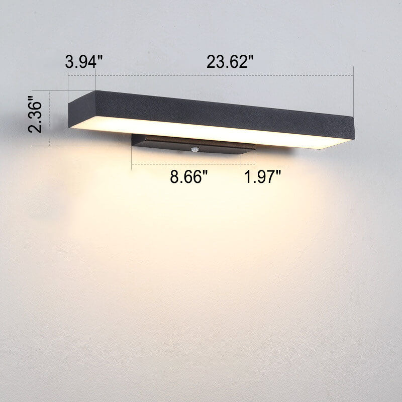 Modern Minimalist LED Outdoor Wall Sconce - Waterproof Rectangular Sensor Light