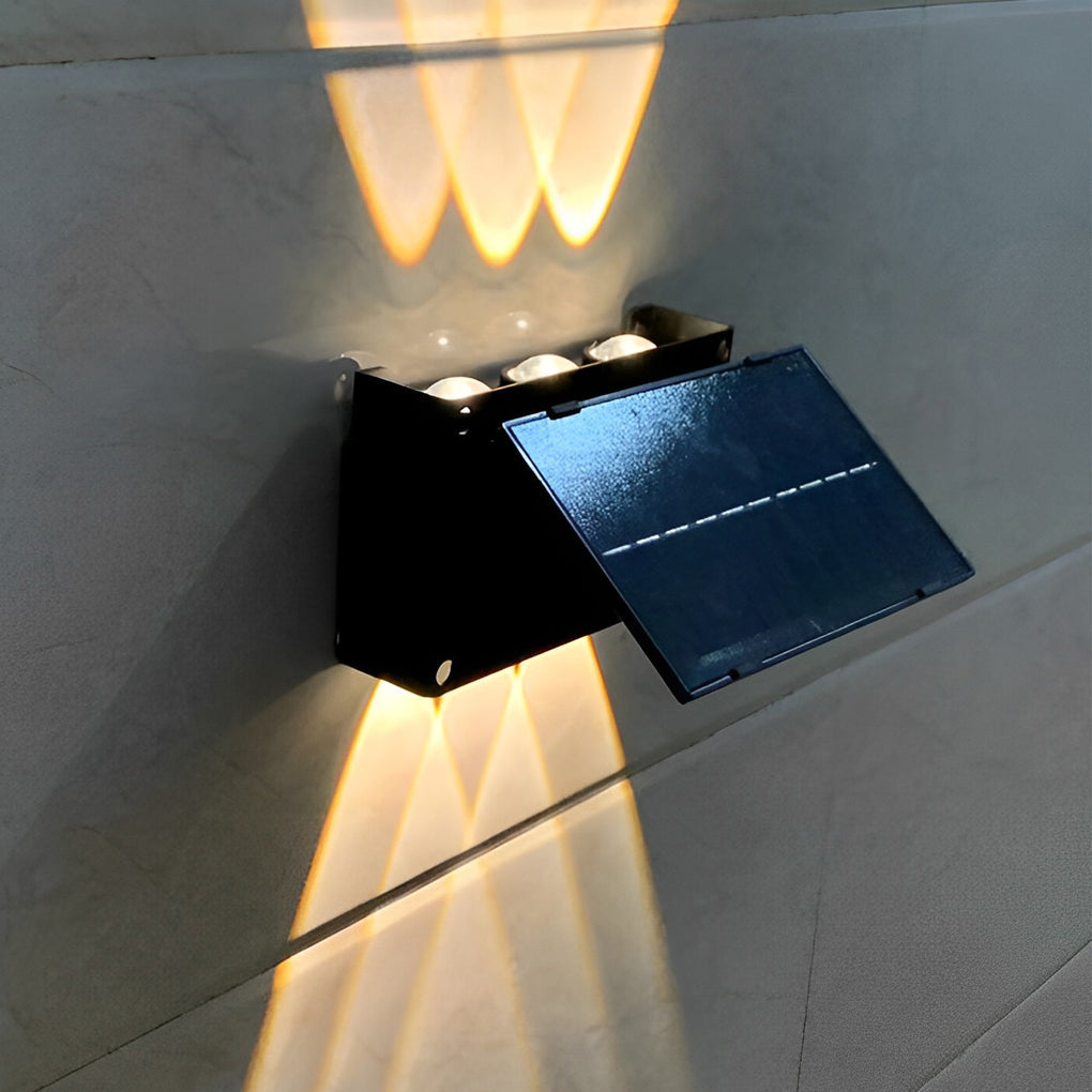 Rectangular Waterproof Solar Wall Lamp - Modern Up and Down LED Light