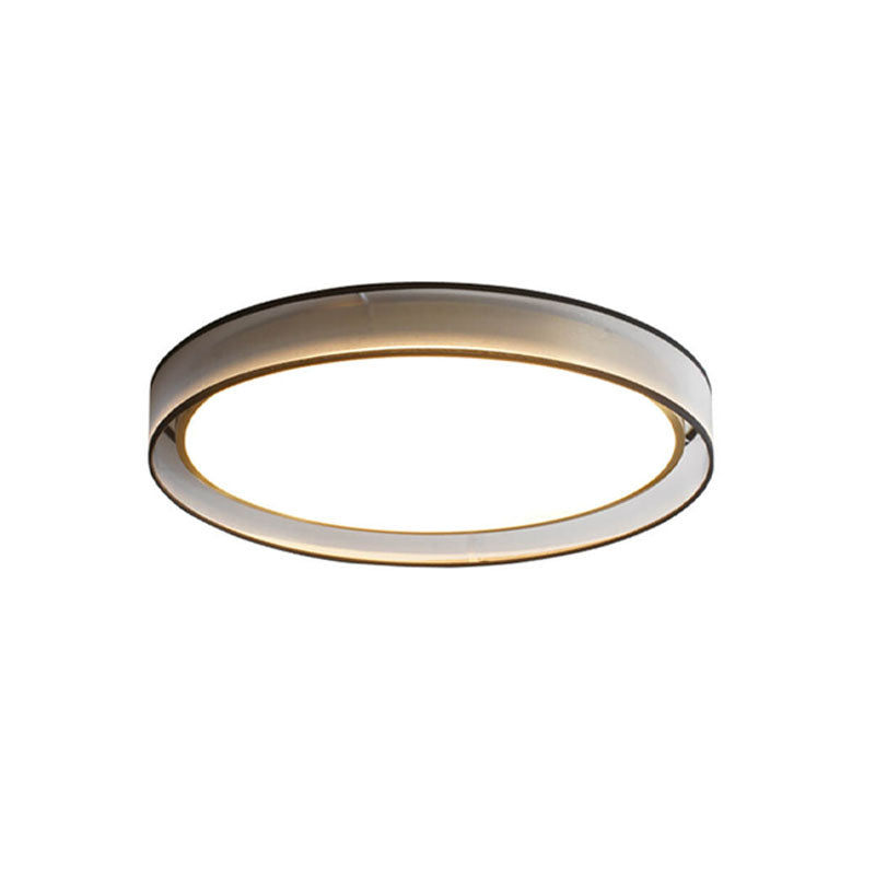 Contemporary Nordic Copper LED Flush Mount Ceiling Light - Round Gauze Fabric for Living Room & Bedroom