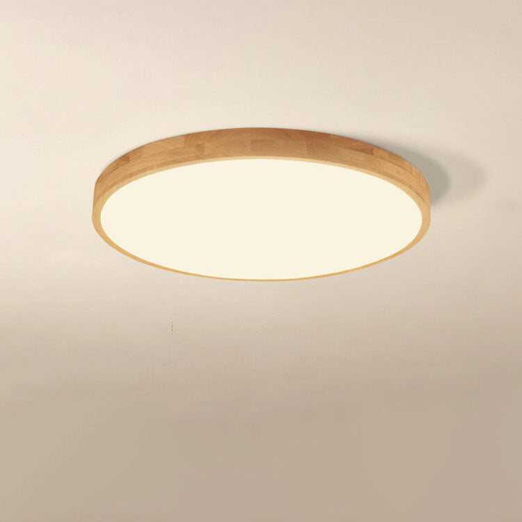 Nordic Solid Wood Ultra-Thin LED Flush Mount Ceiling Light