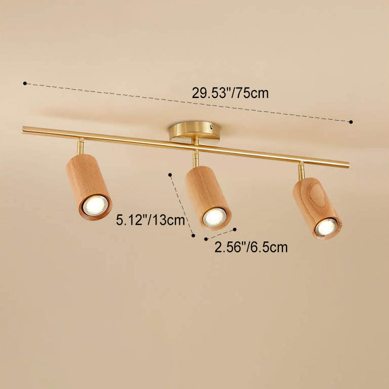 Modern Minimalist Walnut Wood LED Semi-Flush Mount Ceiling Light for Living Room