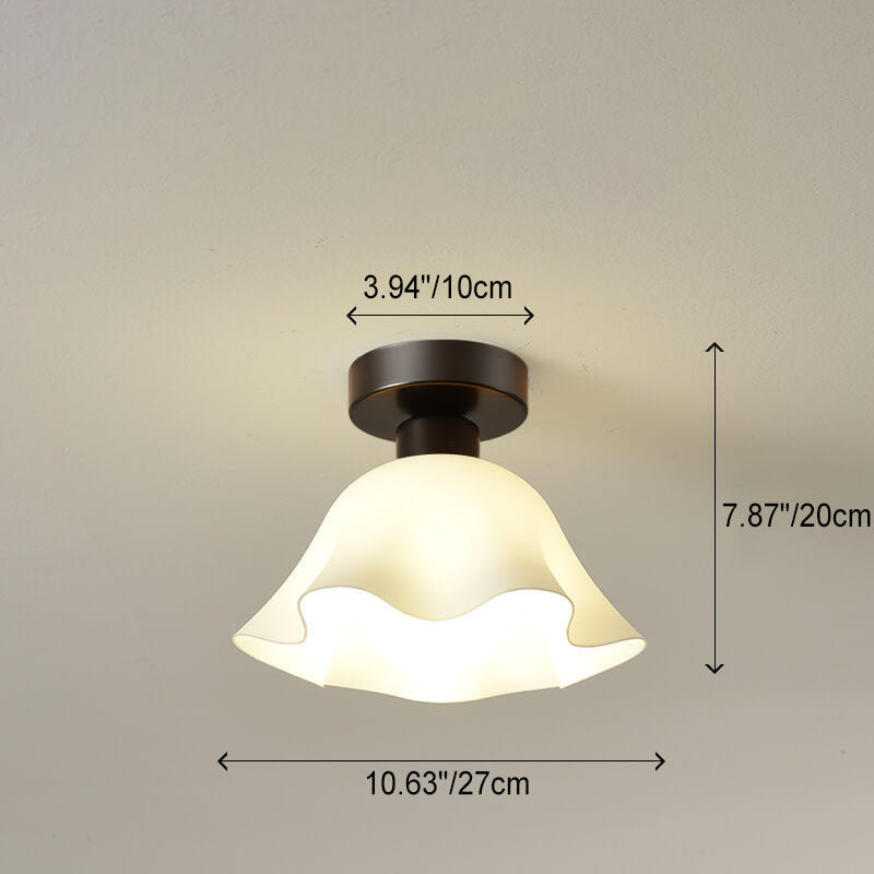 Scandinavian Modern Iron Glass Ceramic Flower Diamond Semi-Flush Mount Light