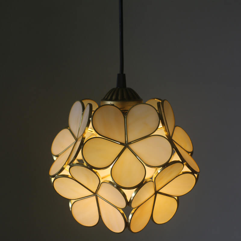 Vintage Stained Glass Petal Pendant Light Fixture