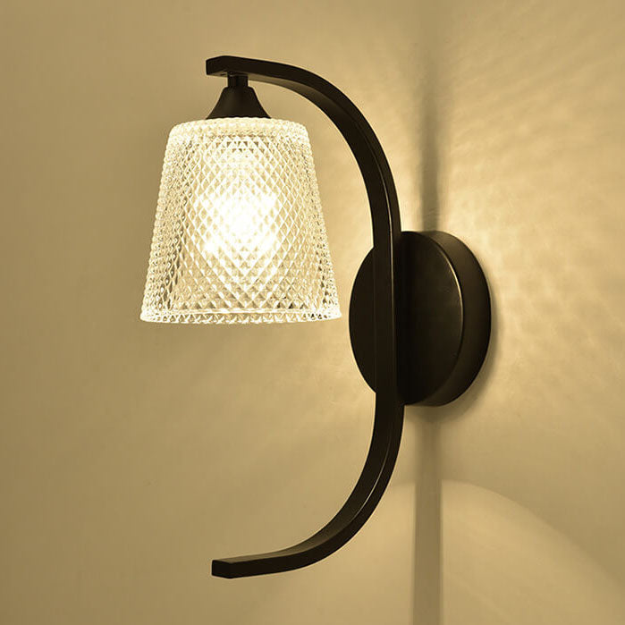 Modern Glass Shade Wall Sconce Lamp with Resin Bird Accent - 1-Light Fixture